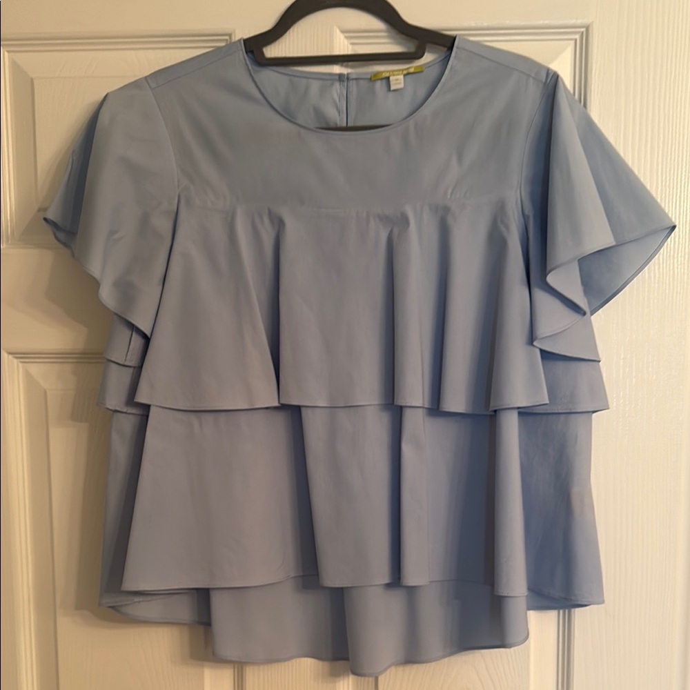 Gianni Bini Blue Ruffled Tiered Blouse